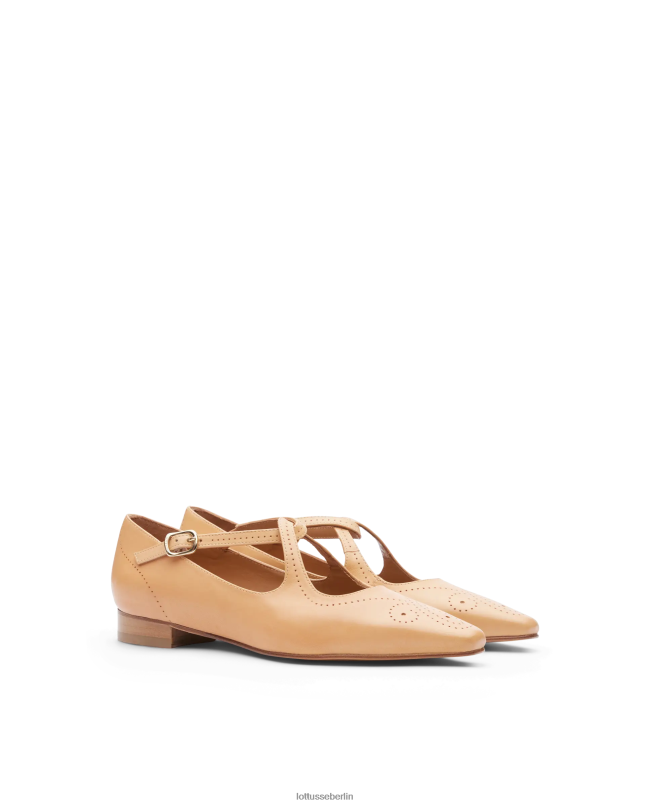 Lottusse Frauen Ballerinas aus Anilin-Kalbsleder von Smithson Crust 22LP0214 braun Schuhwerk