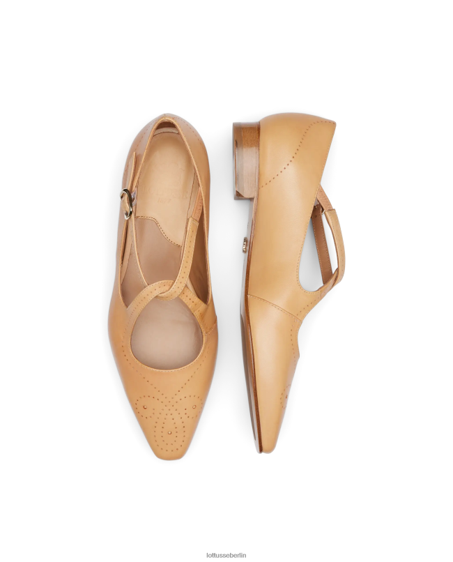 Lottusse Frauen Ballerinas aus Anilin-Kalbsleder von Smithson Crust 22LP0214 braun Schuhwerk