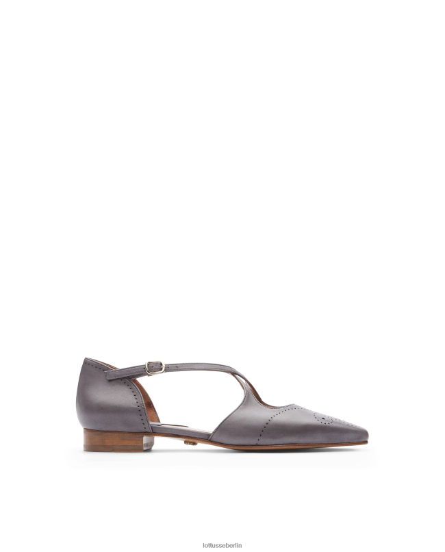 Lottusse Frauen Ballerinas aus Anilin-Kalbsleder von Smithson Crust 22LP0215 bleigrau Schuhwerk