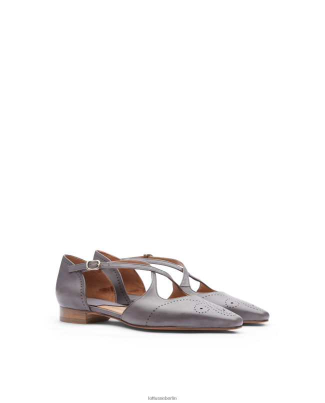 Lottusse Frauen Ballerinas aus Anilin-Kalbsleder von Smithson Crust 22LP0215 bleigrau Schuhwerk