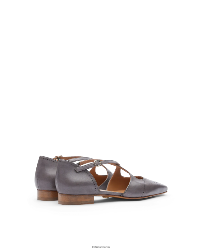 Lottusse Frauen Ballerinas aus Anilin-Kalbsleder von Smithson Crust 22LP0215 bleigrau Schuhwerk