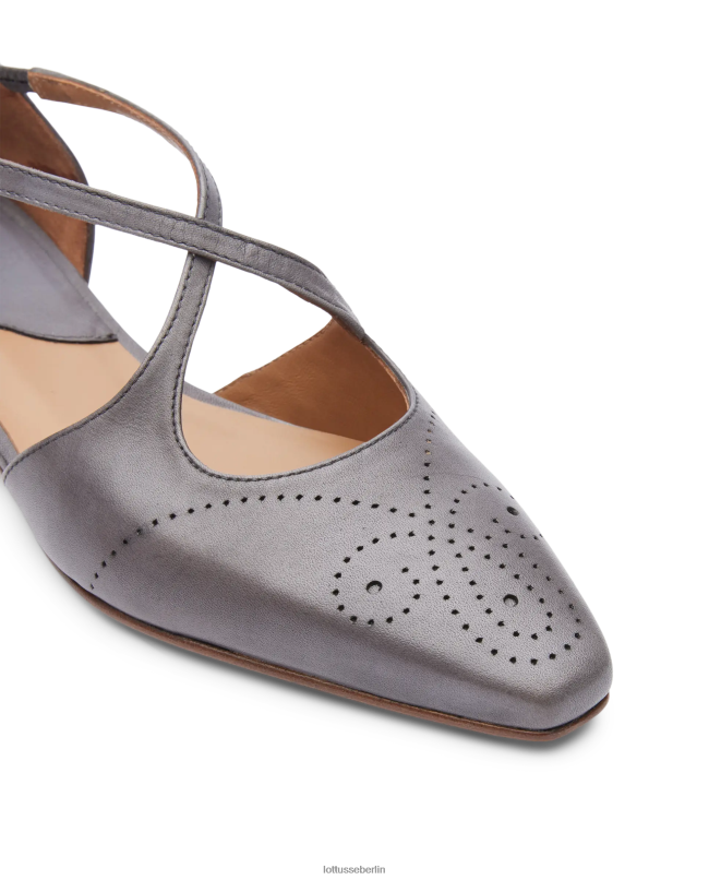 Lottusse Frauen Ballerinas aus Anilin-Kalbsleder von Smithson Crust 22LP0215 bleigrau Schuhwerk