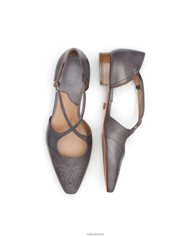 Lottusse Frauen Ballerinas aus Anilin-Kalbsleder von Smithson Crust 22LP0215 bleigrau Schuhwerk