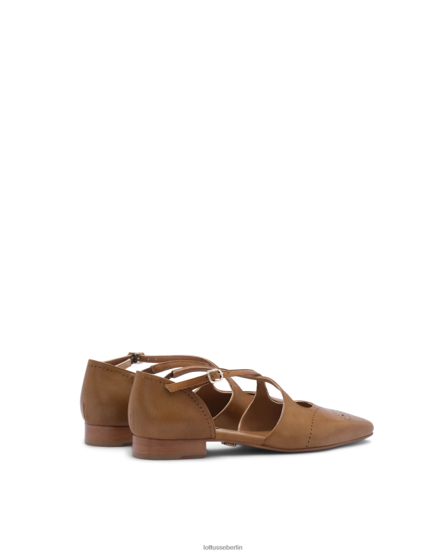 Lottusse Frauen Ballerinas aus Anilin-Kalbsleder von Smithson Crust 22LP0216 olivgrün Schuhwerk