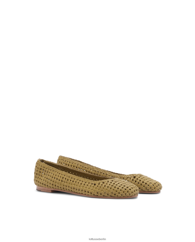Lottusse Frauen Delice Ballerinas aus Lamm-Mesh-Leder 22LP0294 olivgrün Schuhwerk