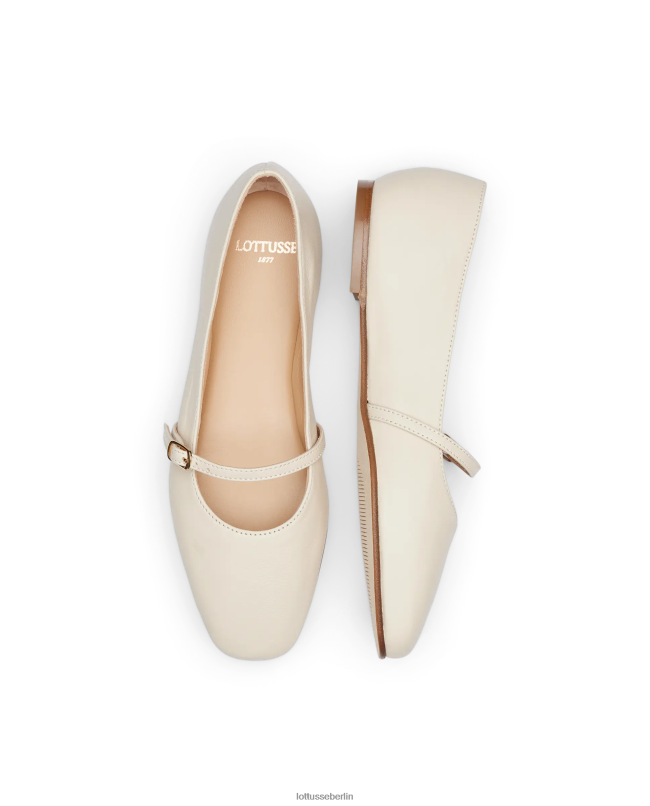 Lottusse Frauen Goya-Ballerinas aus weichem Lammfell 22LP0268 cremefarben Schuhwerk