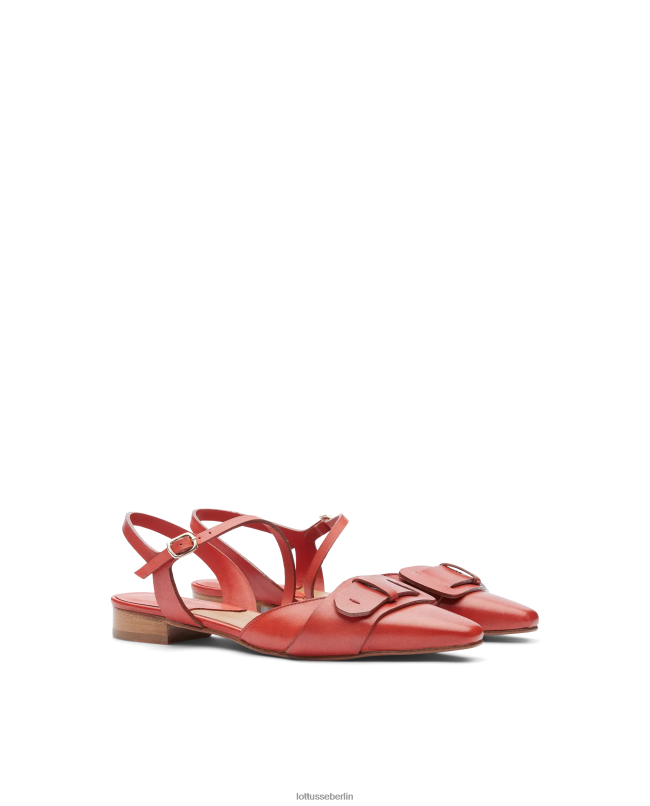 Lottusse Frauen Smithson Crust Ballerinas aus Anilin-Kalbsleder 22LP0218 Rot Schuhwerk