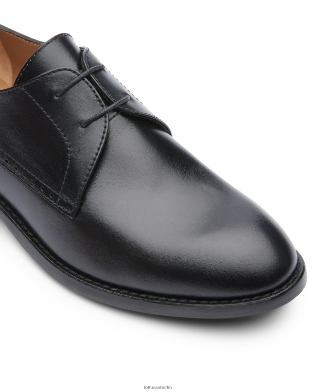 Lottusse Frauen Claire Derby aus glattem Kalbsleder 22LP0396 Schwarz Schuhwerk
