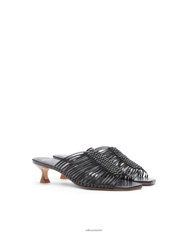 Lottusse Frauen Bearbeiten Sie geflochtene Ziegensandalen 22LP0296 Schwarz Schuhwerk