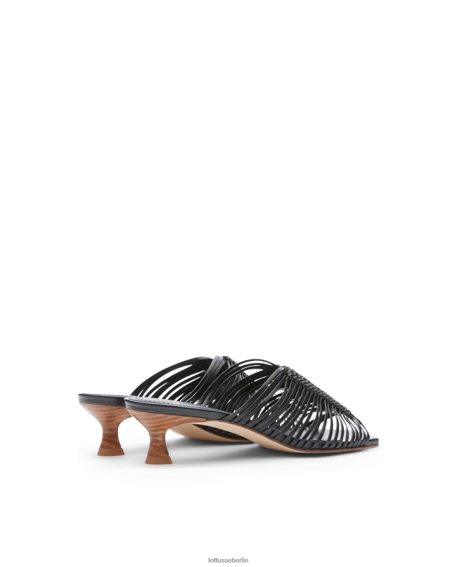 Lottusse Frauen Bearbeiten Sie geflochtene Ziegensandalen 22LP0296 Schwarz Schuhwerk