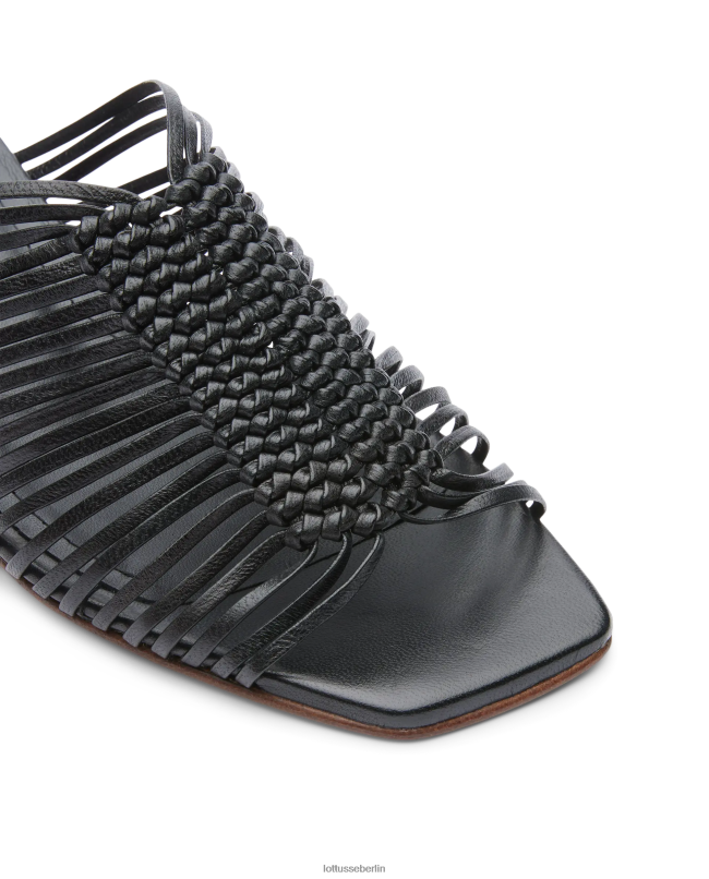 Lottusse Frauen Bearbeiten Sie geflochtene Ziegensandalen 22LP0296 Schwarz Schuhwerk
