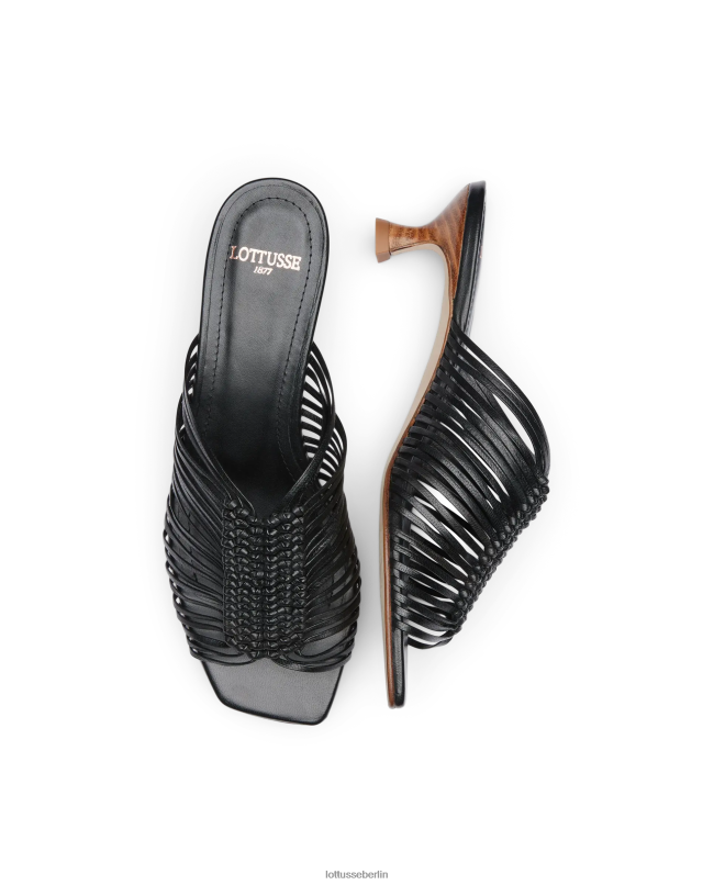 Lottusse Frauen Bearbeiten Sie geflochtene Ziegensandalen 22LP0296 Schwarz Schuhwerk