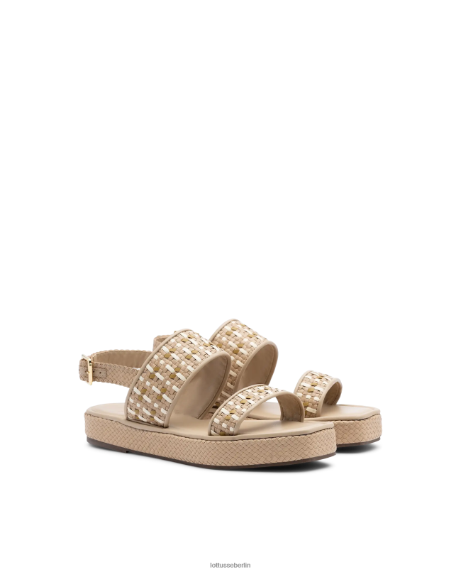 Lottusse Frauen spezielle geflochtene Ziegensandalen 22LP0321 cremefarben Schuhwerk