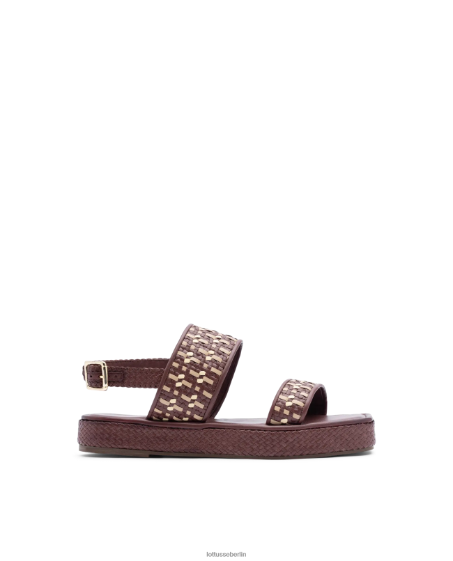 Lottusse Frauen spezielle geflochtene Ziegensandalen 22LP0322 kastanienbraun Schuhwerk