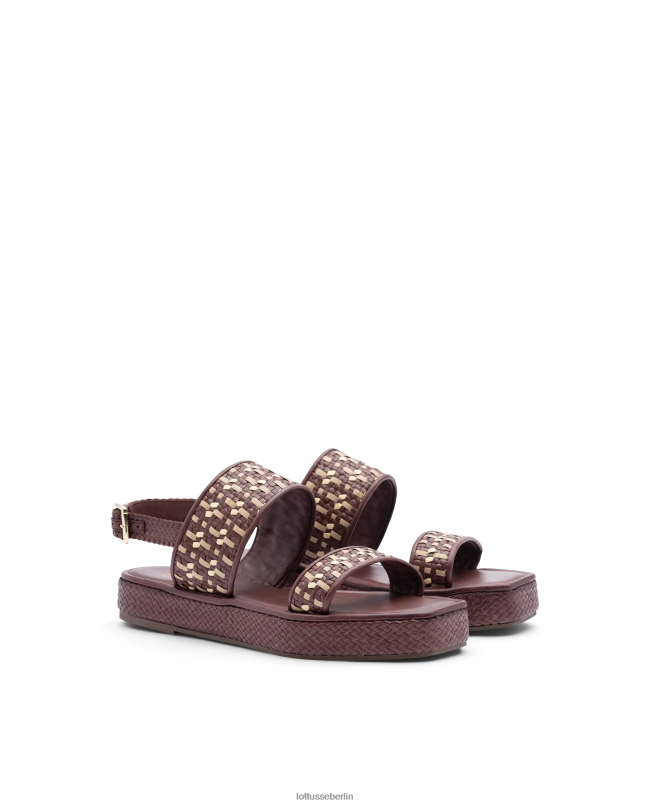 Lottusse Frauen spezielle geflochtene Ziegensandalen 22LP0322 kastanienbraun Schuhwerk