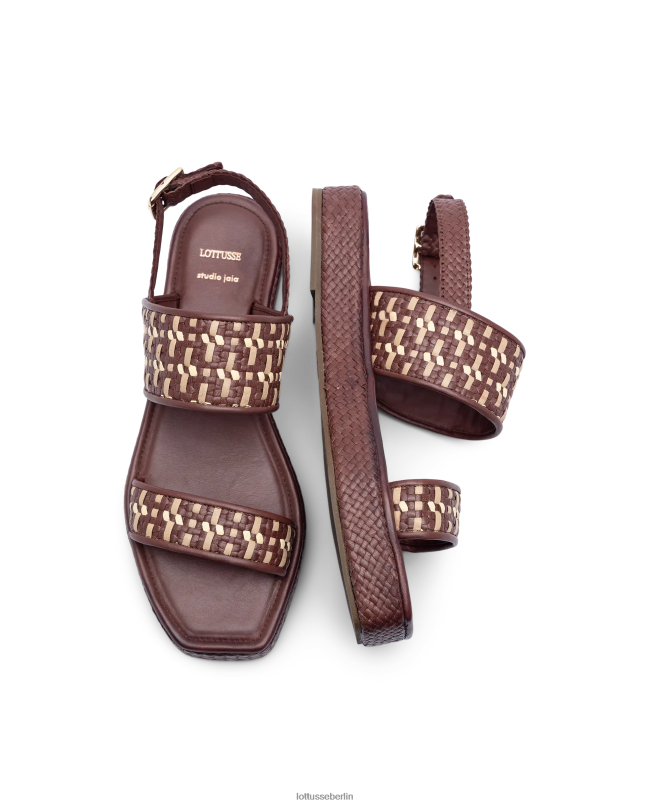 Lottusse Frauen spezielle geflochtene Ziegensandalen 22LP0322 kastanienbraun Schuhwerk