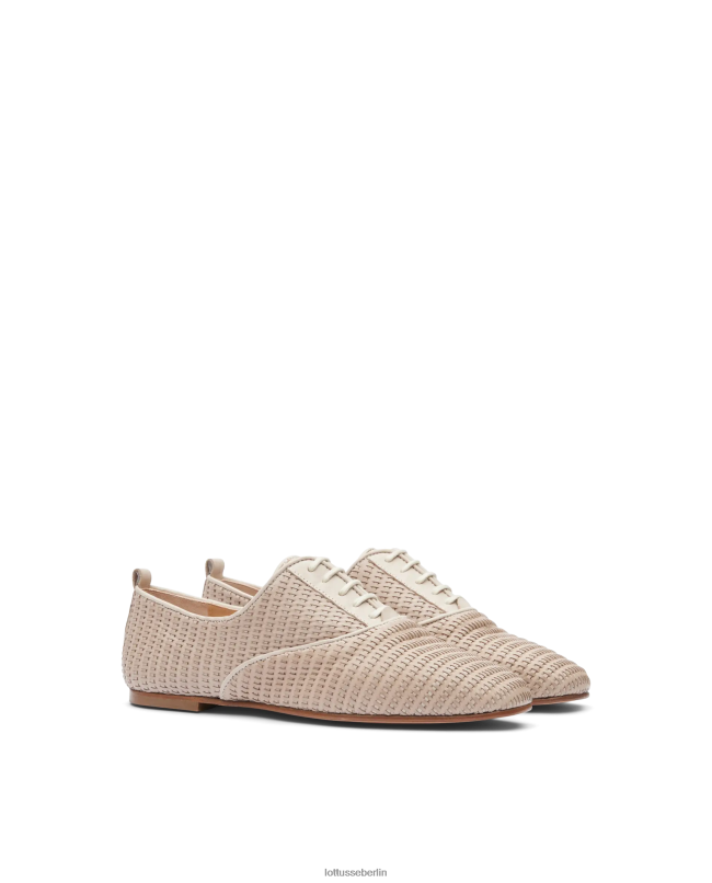 Lottusse Frauen Goya-Kalb-Mesh-Leder-Oxford 22LP0270 cremefarben Schuhwerk