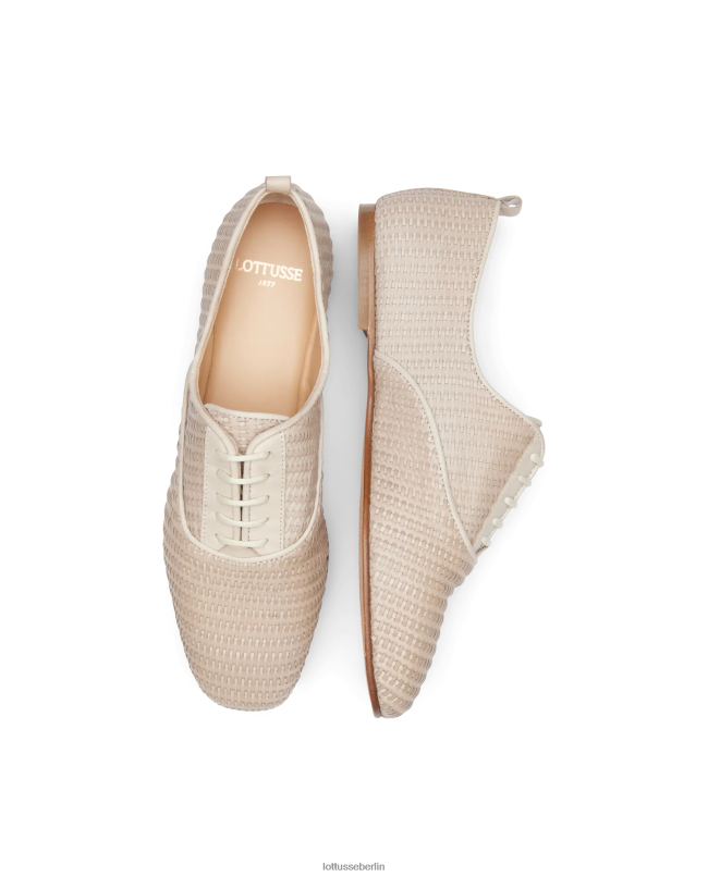 Lottusse Frauen Goya-Kalb-Mesh-Leder-Oxford 22LP0270 cremefarben Schuhwerk