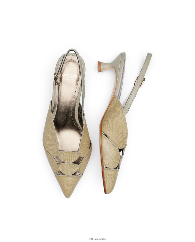 Lottusse Frauen Carla Calf Tejus-Pumps mit Prägung 22LP0231 olivgrün Schuhwerk