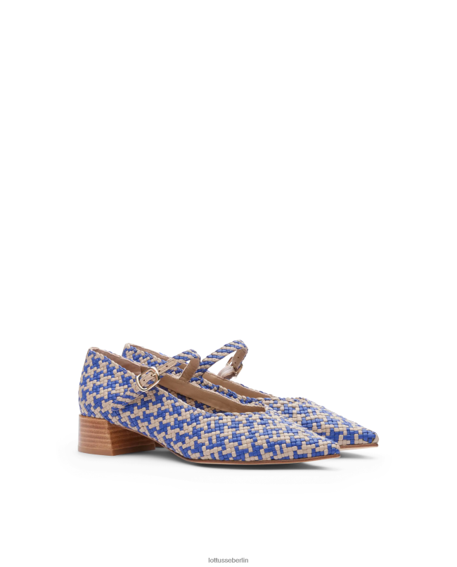 Lottusse Frauen Sommerpumps aus gewebtem Lammleder 22LP0317 Blau Schuhwerk
