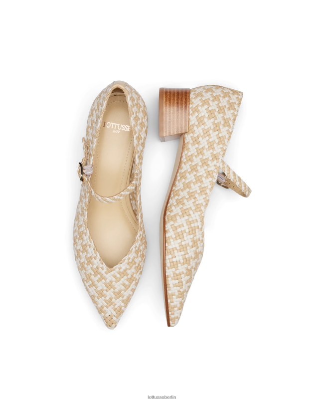 Lottusse Frauen Sommerpumps aus gewebtem Lammleder 22LP0318 cremefarben Schuhwerk