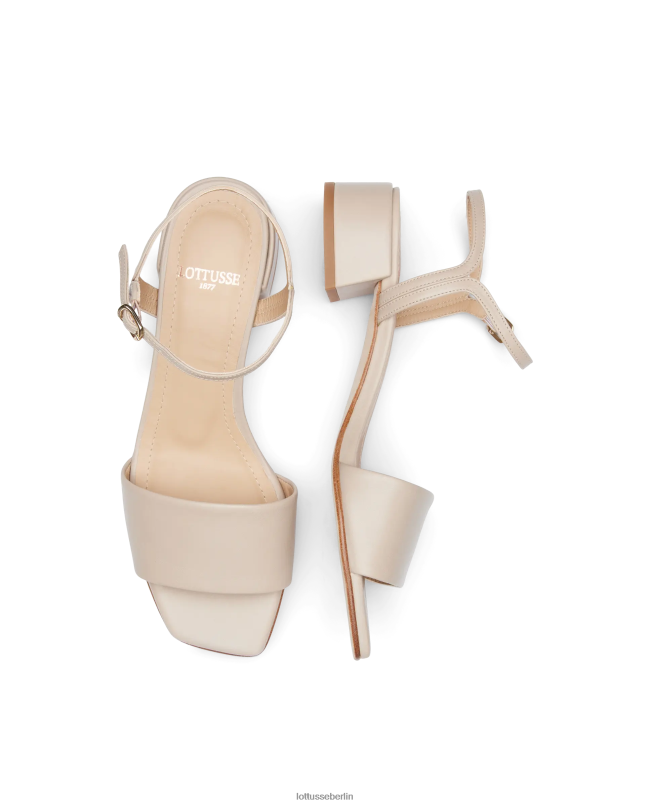 Lottusse Frauen Carla-Sandalen aus glattem Kalbsleder 22LP0226 Beige Schuhwerk