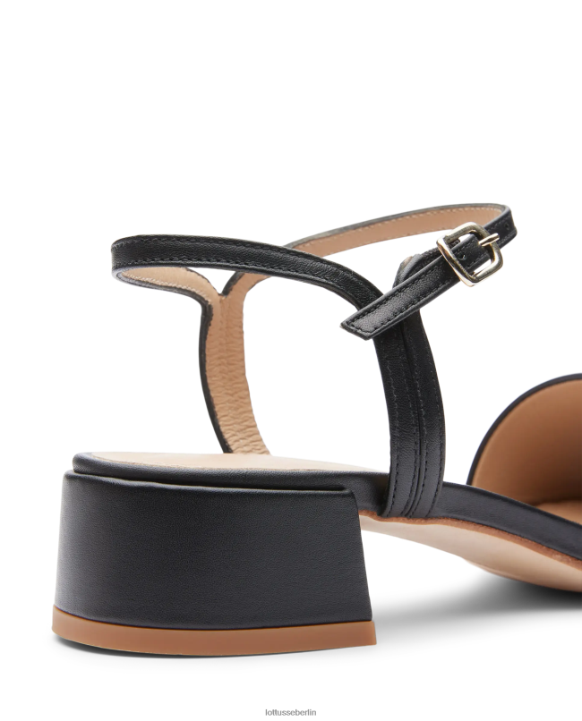 Lottusse Frauen Carla-Sandalen aus glattem Kalbsleder 22LP0227 Schwarz Schuhwerk