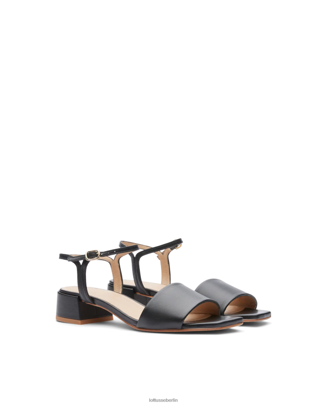 Lottusse Frauen Carla-Sandalen aus glattem Kalbsleder 22LP0227 Schwarz Schuhwerk