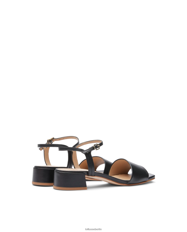 Lottusse Frauen Carla-Sandalen aus glattem Kalbsleder 22LP0227 Schwarz Schuhwerk