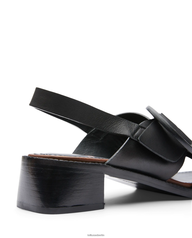 Lottusse Frauen Ethnische Sandalen aus Vaqueta-Kalbsleder 22LP0246 Schwarz Schuhwerk