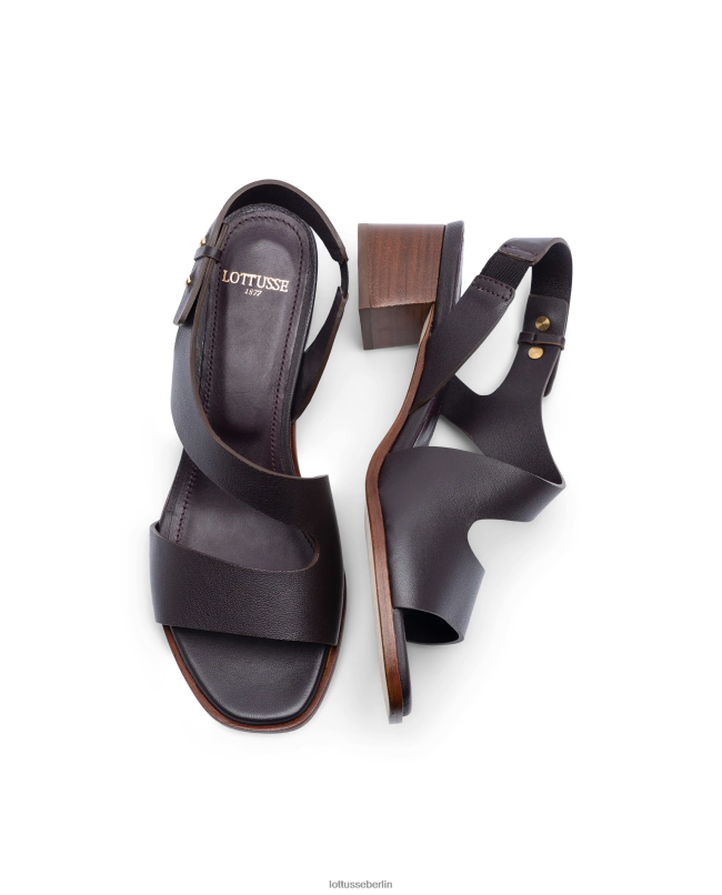 Lottusse Frauen Nylon-Sandalen aus glattem Kalbsleder 22LP0258 kastanienbraun Schuhwerk