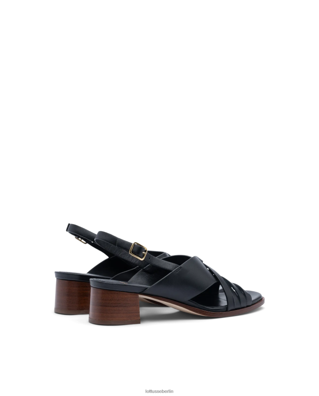 Lottusse Frauen Nylon-Sandalen aus weichem Lammfell 22LP0253 Schwarz Schuhwerk
