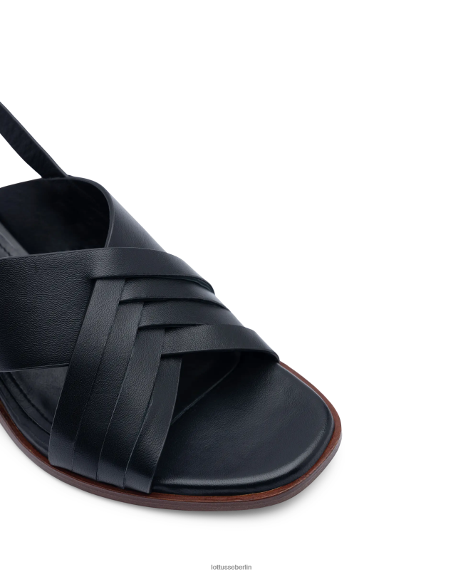 Lottusse Frauen Nylon-Sandalen aus weichem Lammfell 22LP0253 Schwarz Schuhwerk