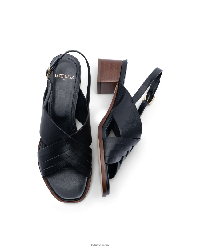 Lottusse Frauen Nylon-Sandalen aus weichem Lammfell 22LP0253 Schwarz Schuhwerk