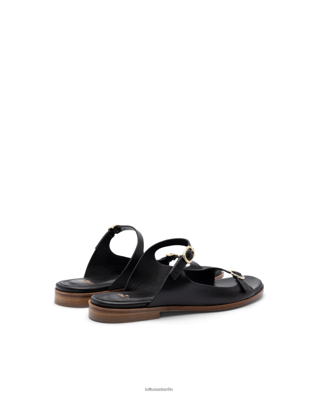 Lottusse Frauen Nylon-Sandalen aus weichem Lammfell 22LP0254 Schwarz Schuhwerk