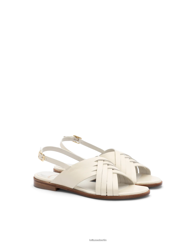 Lottusse Frauen Nylon-Sandalen aus weichem Lammfell 22LP0256 cremefarben Schuhwerk