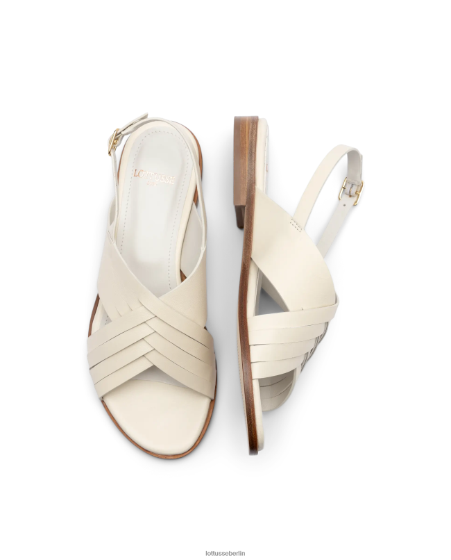 Lottusse Frauen Nylon-Sandalen aus weichem Lammfell 22LP0256 cremefarben Schuhwerk
