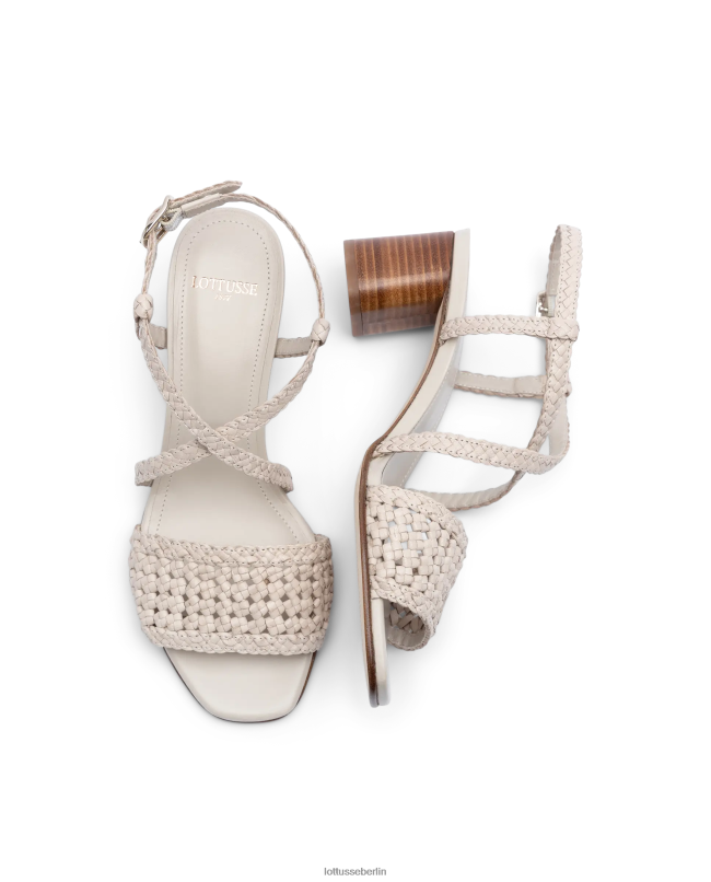 Lottusse Frauen Sommersandalen aus Lamm-Mesh-Leder 22LP0316 cremefarben Schuhwerk