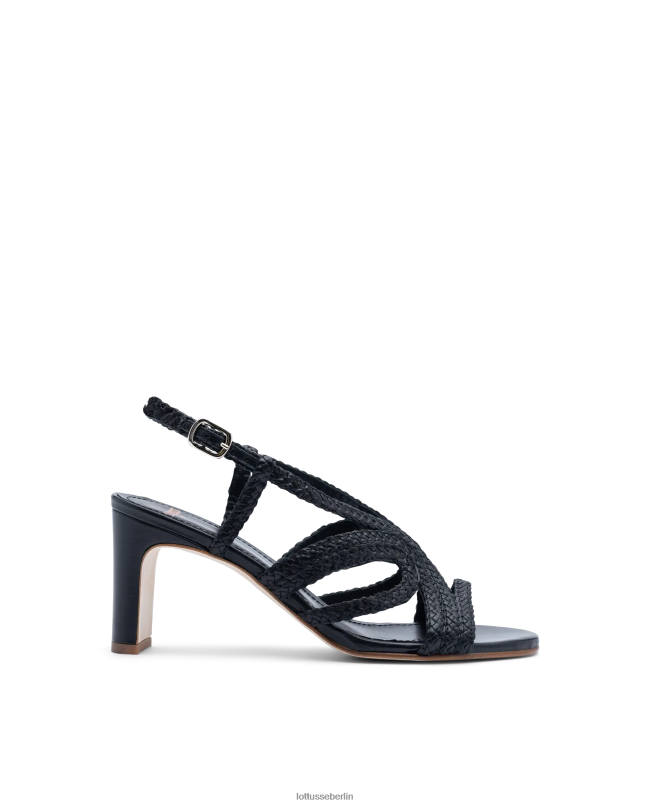Lottusse Frauen Sommersandalen aus Lamm-Mesh-Leder 22LP0319 Schwarz Schuhwerk