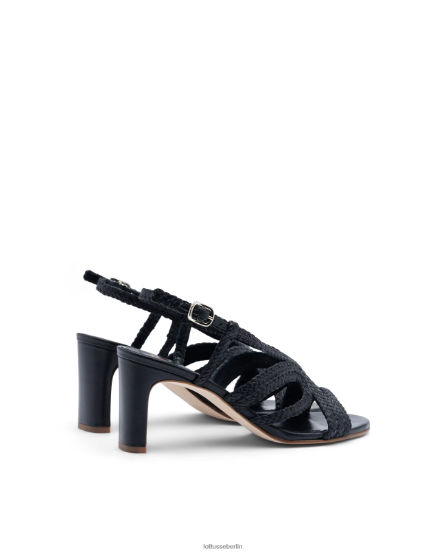 Lottusse Frauen Sommersandalen aus Lamm-Mesh-Leder 22LP0319 Schwarz Schuhwerk