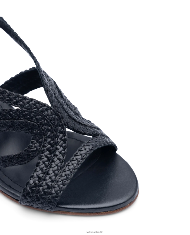 Lottusse Frauen Sommersandalen aus Lamm-Mesh-Leder 22LP0319 Schwarz Schuhwerk