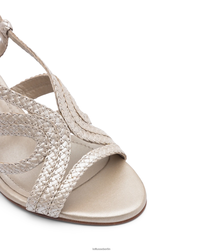 Lottusse Frauen Sommersandalen aus Lamm-Mesh-Leder 22LP0320 Silber Schuhwerk