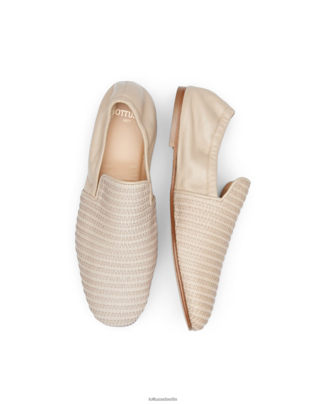 Lottusse Frauen Espadrilles aus Goya-Kalbsnetzleder 22LP0276 cremefarben Schuhwerk