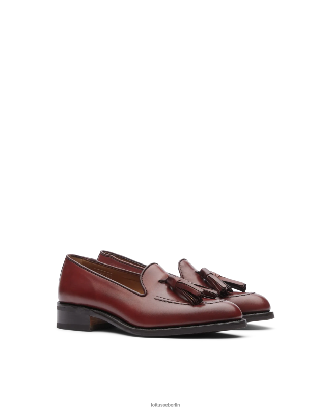 Lottusse Frauen Cambridge Crust Loafer aus Anilin-Kalbsleder mit Prägung 22LP0205 kastanienbraun Schuhwerk