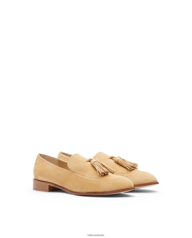 Lottusse Frauen Claire-Loafer aus Ziegenwildleder 22LP0244 Beige Schuhwerk