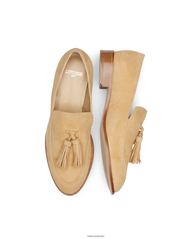 Lottusse Frauen Claire-Loafer aus Ziegenwildleder 22LP0244 Beige Schuhwerk