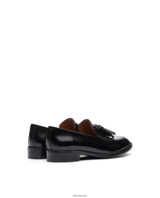 Lottusse Frauen Claire-Loafer aus poliertem Binder-Kalbsleder 22LP0397 Schwarz Schuhwerk