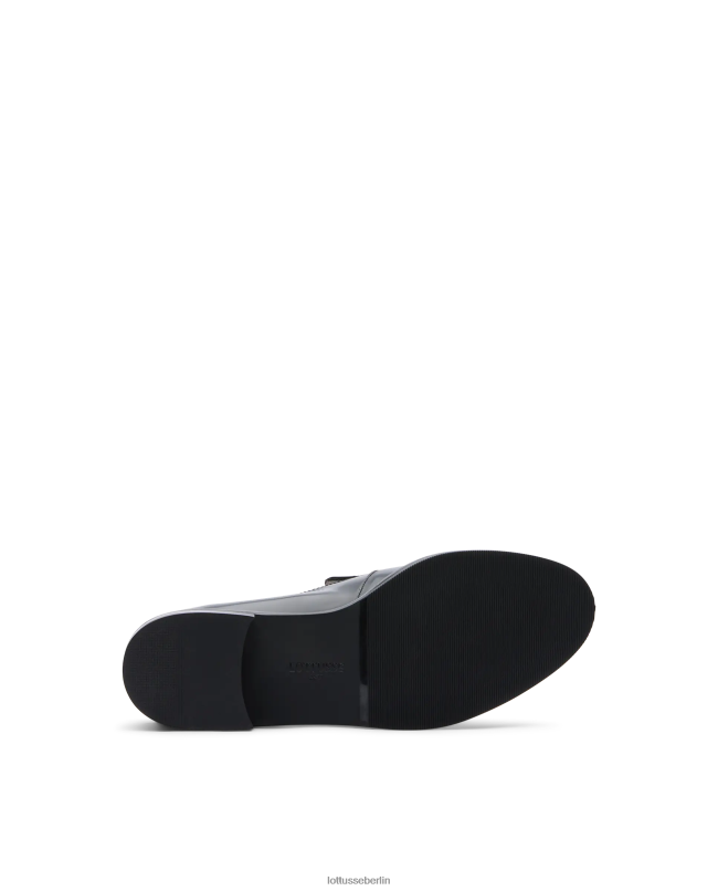 Lottusse Frauen Claire-Loafer aus poliertem Binder-Kalbsleder 22LP0397 Schwarz Schuhwerk