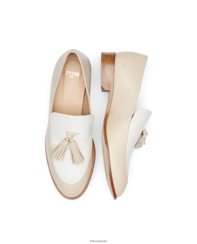 Lottusse Frauen Claire-Slipper aus glattem Kalbsleder 22LP0243 cremefarben Schuhwerk