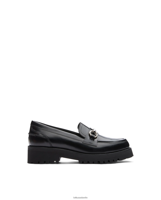 Lottusse Frauen Covent-Loafer aus poliertem Binder-Kalbsleder 22LP0403 Schwarz Schuhwerk